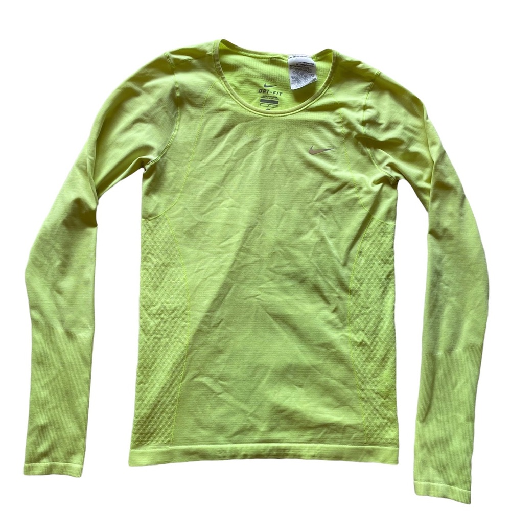Nike Dri-Fit Long Sleeve Yellow Running Shirt - S